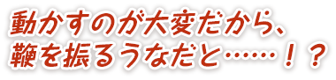 動かすのが大変だから、鞭を振るうなだと……！？